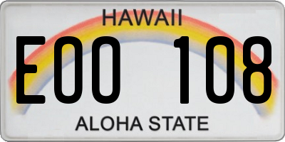 HI license plate EOO108