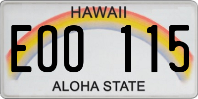 HI license plate EOO115