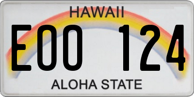 HI license plate EOO124