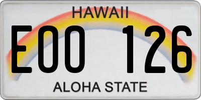 HI license plate EOO126