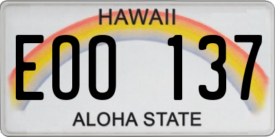 HI license plate EOO137
