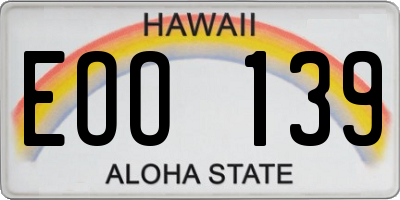 HI license plate EOO139