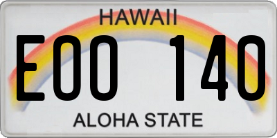 HI license plate EOO140