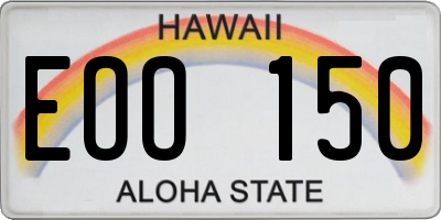 HI license plate EOO150