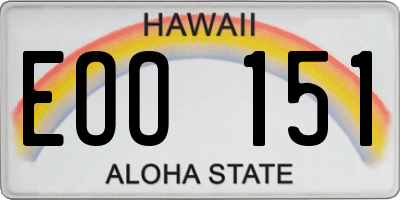 HI license plate EOO151