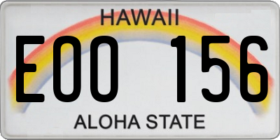 HI license plate EOO156