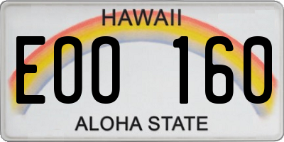 HI license plate EOO160