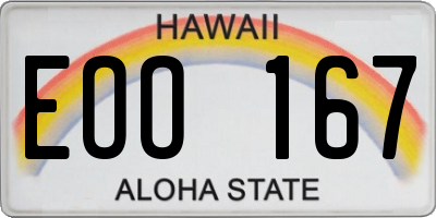 HI license plate EOO167