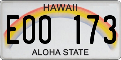 HI license plate EOO173