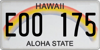 HI license plate EOO175