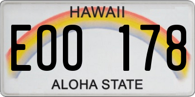 HI license plate EOO178
