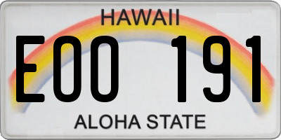 HI license plate EOO191