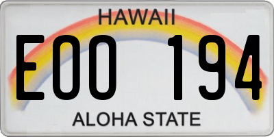 HI license plate EOO194