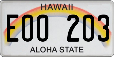 HI license plate EOO203