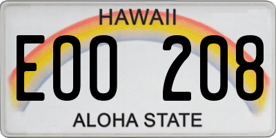HI license plate EOO208