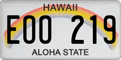 HI license plate EOO219