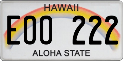 HI license plate EOO222