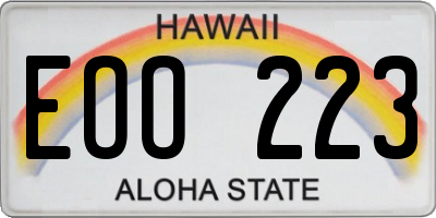 HI license plate EOO223
