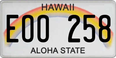 HI license plate EOO258