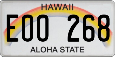 HI license plate EOO268