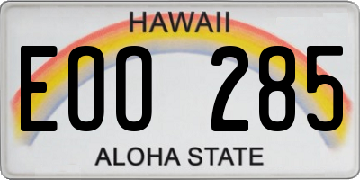 HI license plate EOO285