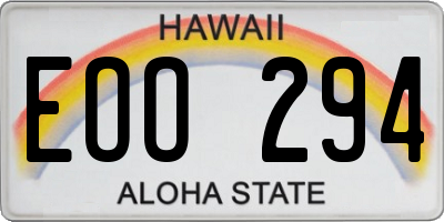 HI license plate EOO294
