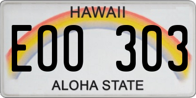 HI license plate EOO303