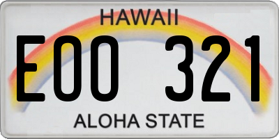 HI license plate EOO321