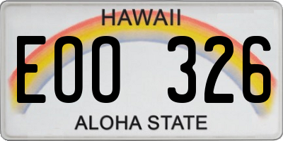 HI license plate EOO326