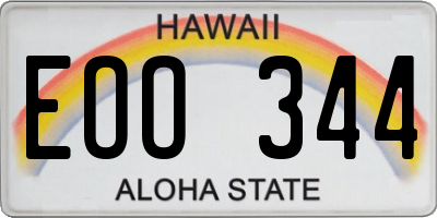 HI license plate EOO344