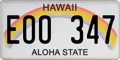 HI license plate EOO347
