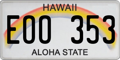 HI license plate EOO353
