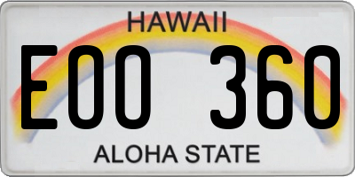 HI license plate EOO360