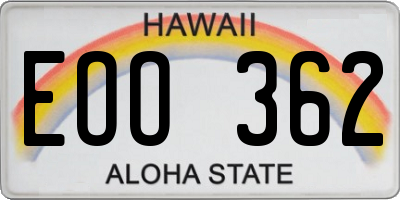 HI license plate EOO362