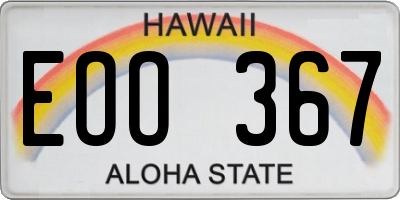HI license plate EOO367