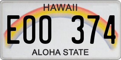 HI license plate EOO374