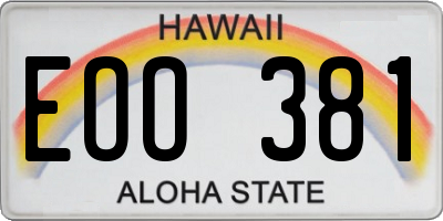 HI license plate EOO381