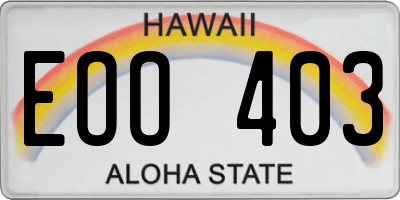 HI license plate EOO403