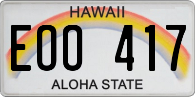 HI license plate EOO417