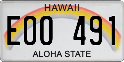 HI license plate EOO491