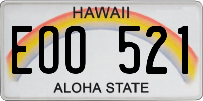 HI license plate EOO521