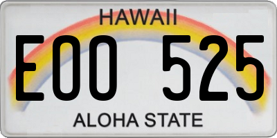 HI license plate EOO525