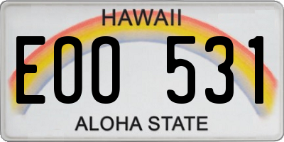 HI license plate EOO531