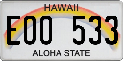 HI license plate EOO533