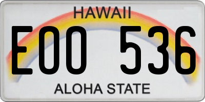 HI license plate EOO536