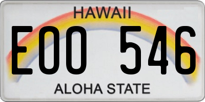 HI license plate EOO546