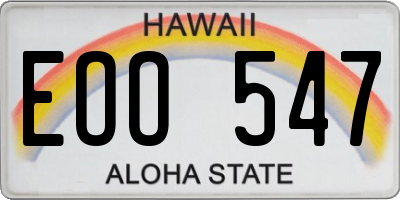 HI license plate EOO547