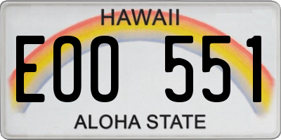 HI license plate EOO551