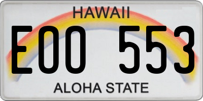 HI license plate EOO553