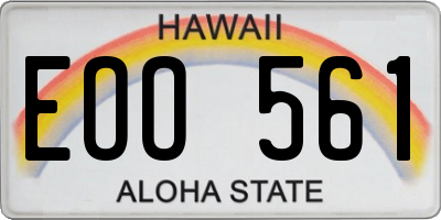 HI license plate EOO561